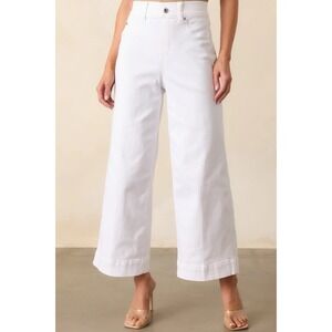 SPANX Shapewear Cropped Wide-Leg Jeans Nautical Large White Stretch Pull On
